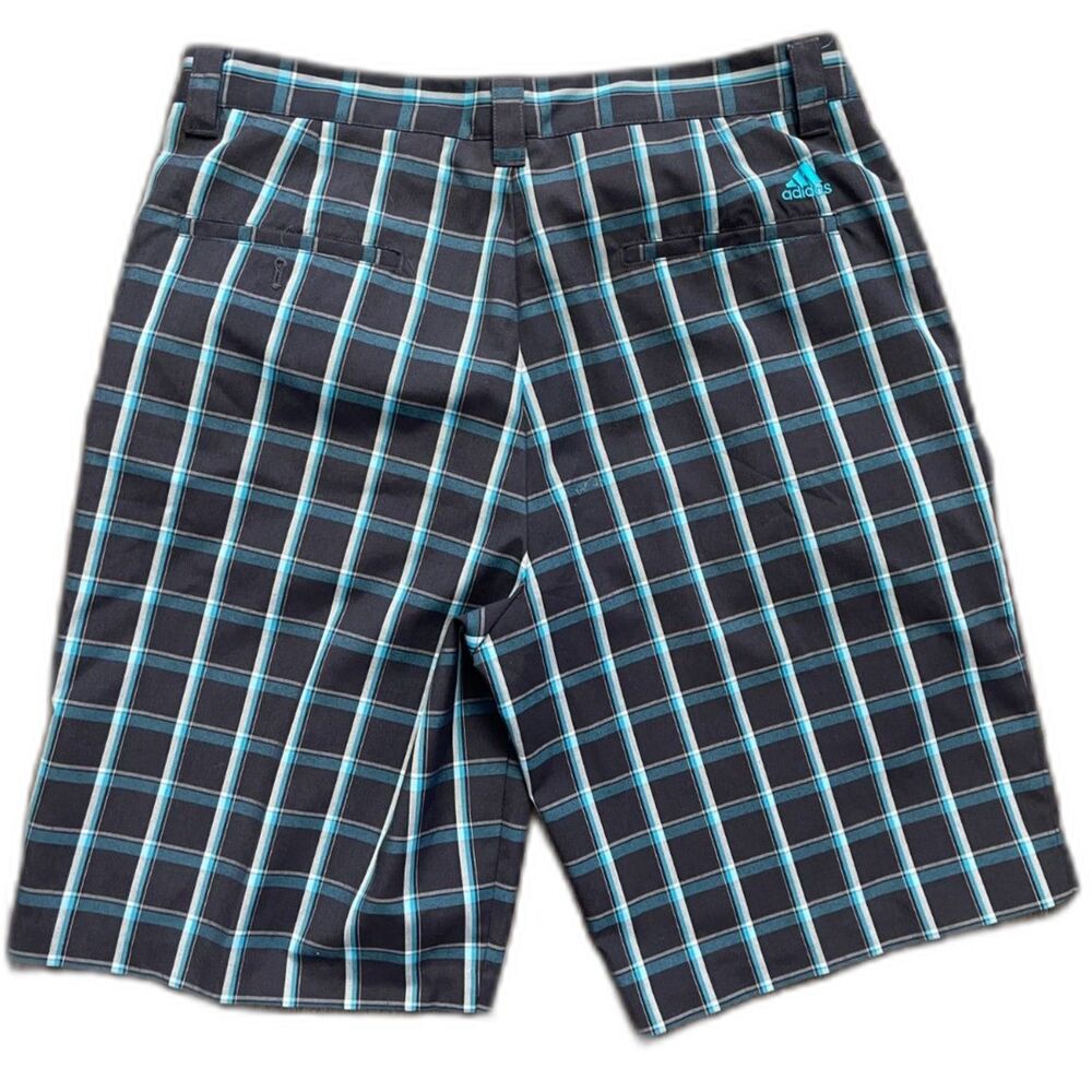 Men's Adidas Navy Blue Plaid Walking Golf Shorts Flat Front SIZE 35 - Picture 4 of 8